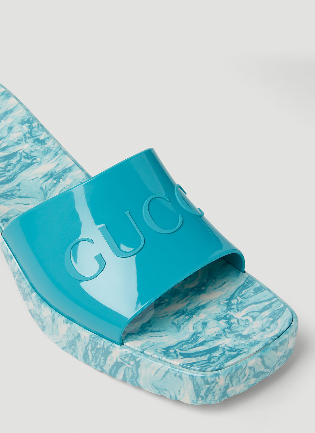 Gucci Marbled Sole Heeled Sandals in Blue LN CC