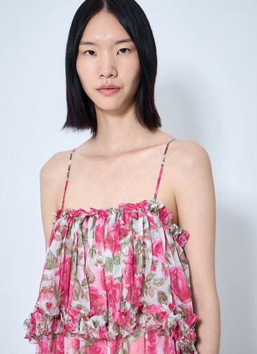 LN-CC® - Chloé: Long Silk Muslin Dress - Pink Chloé Long Silk Muslin Dress Pink chl0264010