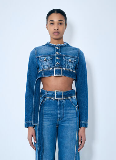 Jean Paul Gaultier Crop Denim Jacket With Zip-Belt Blue jpg0259006