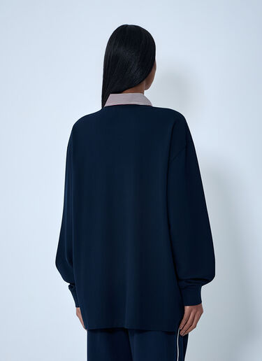 Miu Miu Collared Long Sleeve Polo Shirt Blue miu0263058