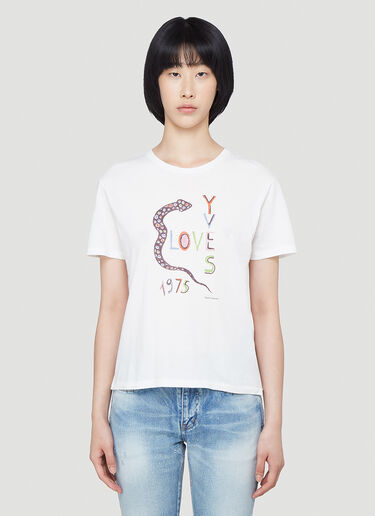 Saint Laurent Illustrative-Print T-Shirt White sla0241026