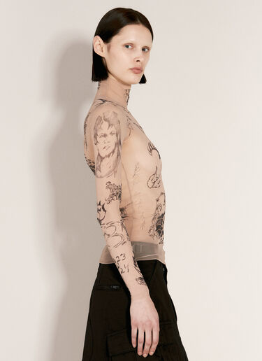 Balenciaga Tattoo Mesh Top Beige bal0256006