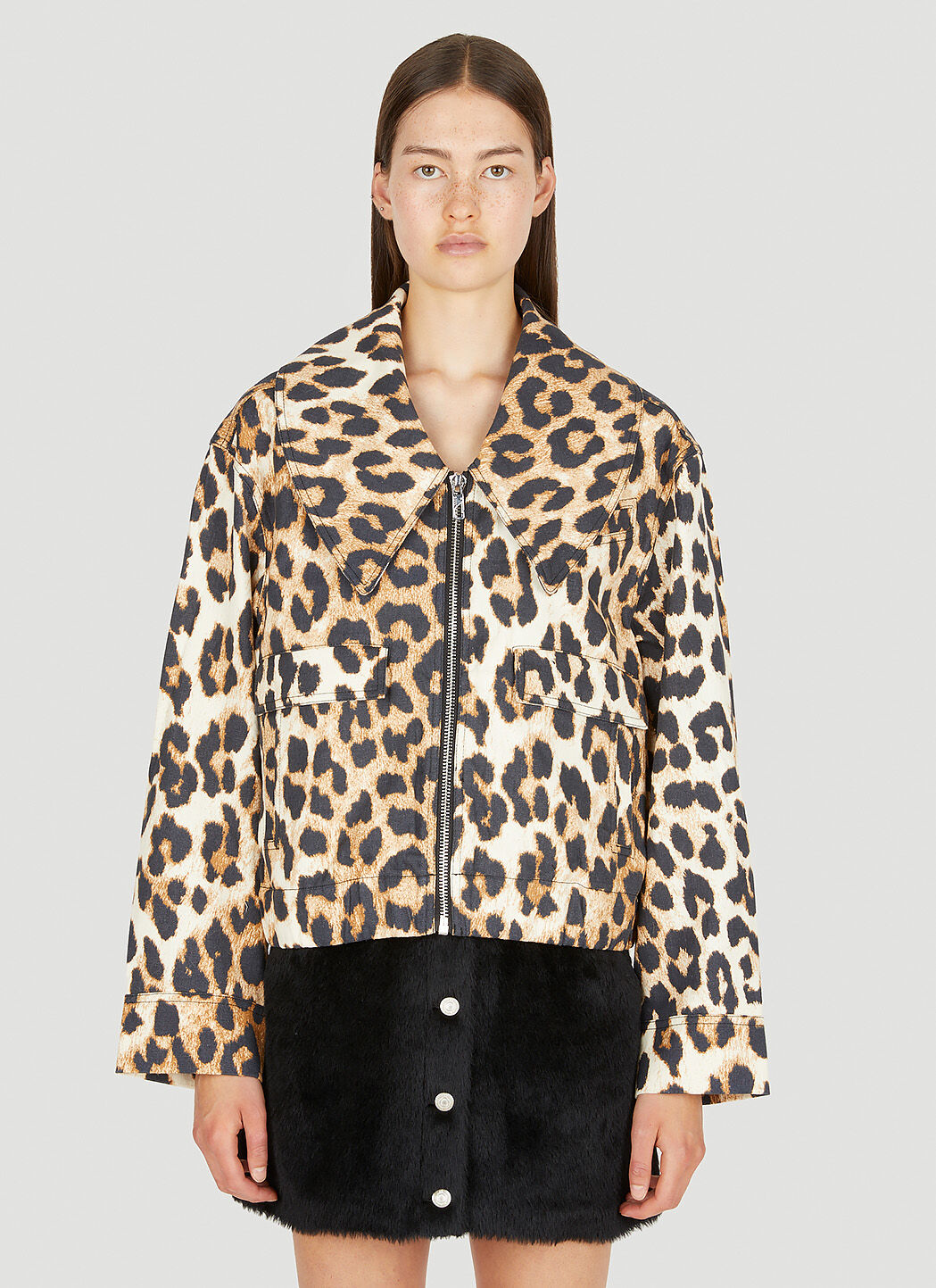 Ganni leopard print coat cheap