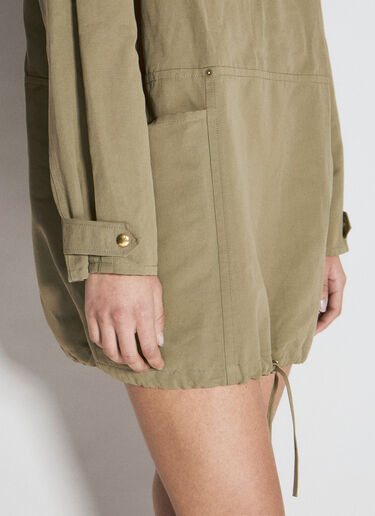 Prada Half-Zip Long Sleeve Dress Khaki pra0256008