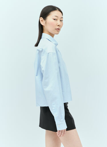 Miu Miu Logo Embroidery Cropped Shirt Blue miu0255010