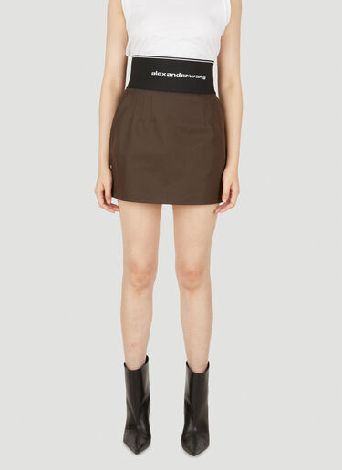 Alexander Wang Logo Waistband Skirt Brown awg0249006