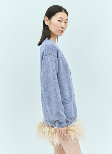 Miu Miu Cashmere And Wool Cardigan Blue miu0255031