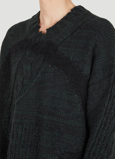 MM6 Maison Margiela Distressed Knit Sweater Dark Green mmm0149006