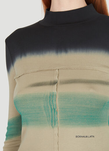 Eckhaus Latta 渐变条纹搭接短上衣 绿 eck0245008