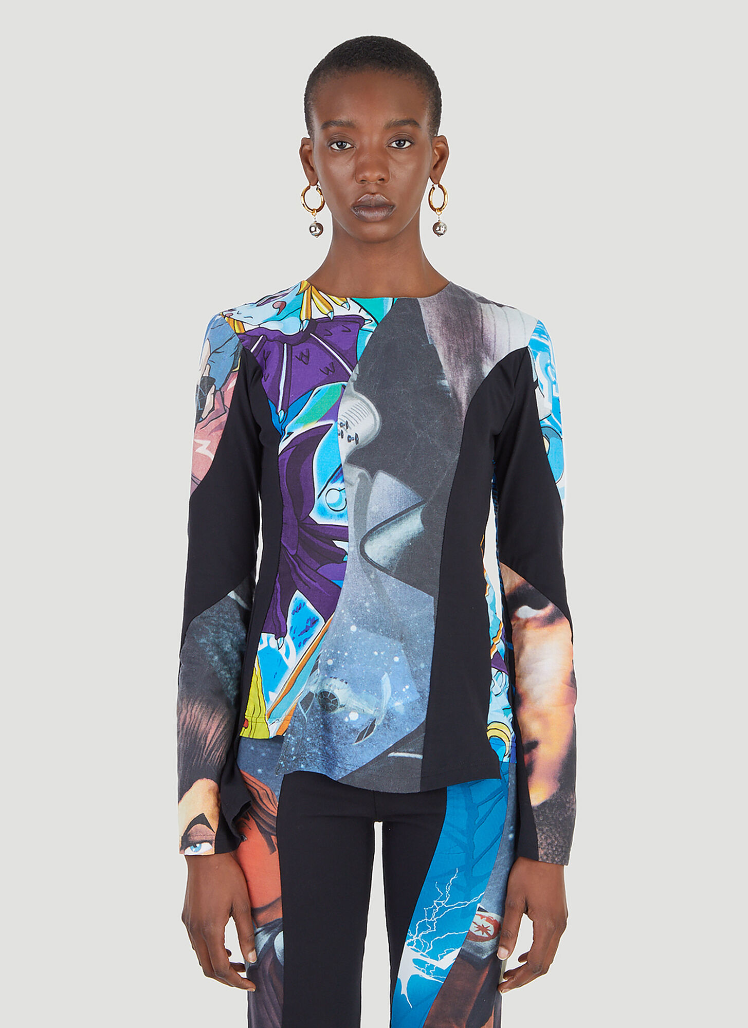 Shop Rave Review Nala Upcycled Space Cartoon Top In Black