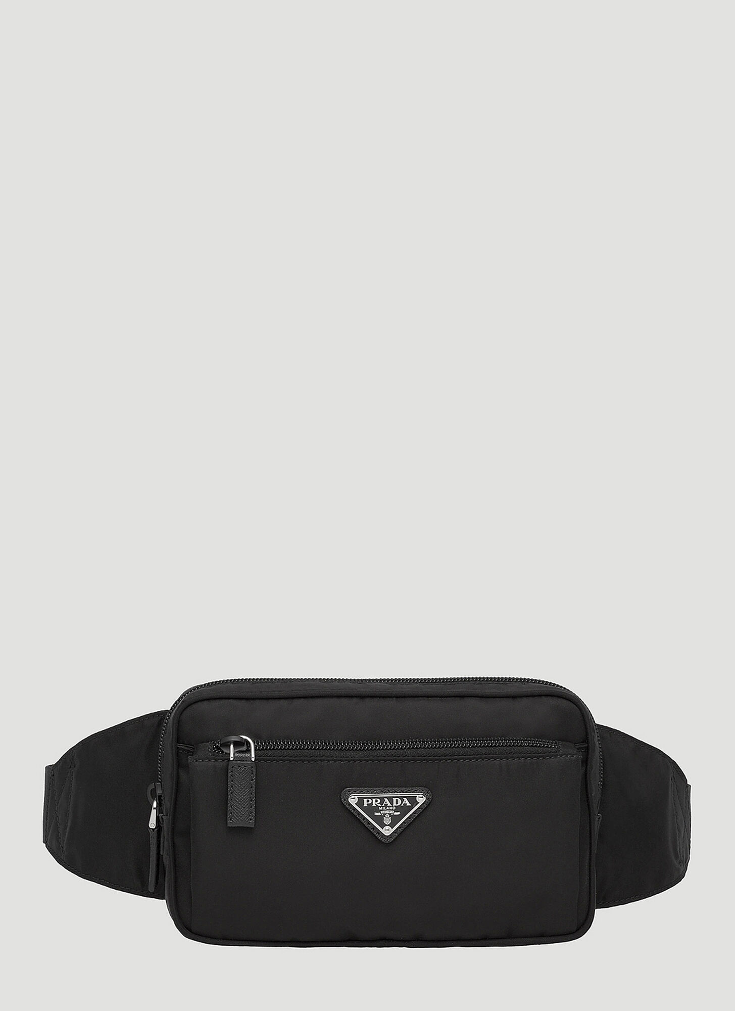 Prada Re-nylon And Saffiano Leather Belt Bag In Black