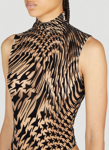 Mugler Star Print Bodysuit Black mug0252035