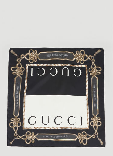 Gucci Double Logo Print Scarf Black guc0150235