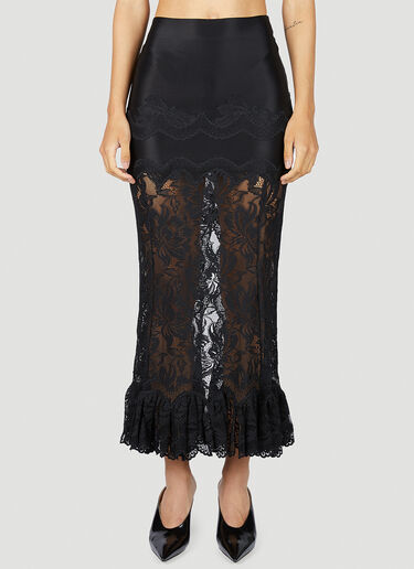 Rabanne Sheer Lace Midi Skirt Black pac0253019