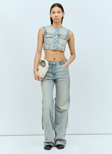 Courrèges Denim Crop Vest Blue cou0255005