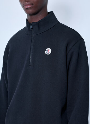 LN-CC® - Moncler: Half-Zip Sweatshirt with Logo Patch - Black Moncler Half-Zip Sweatshirt with Logo Patch Black mon0166053