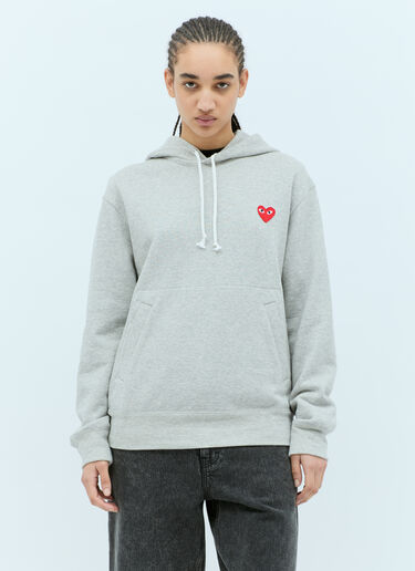 Comme Des Garçons PLAY Logo Patch Hooded Sweatshirt Grey cpl0355024