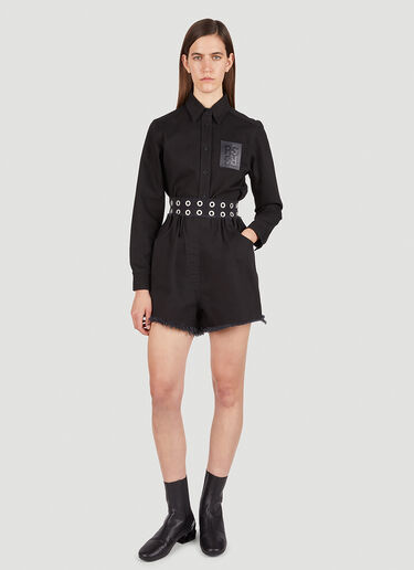 LN-CC® - Raf Simons: Eyelet Shorts - Black Raf Simons Eyelet Shorts Black raf0251006