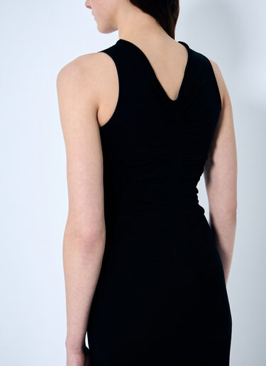 Alexander Wang Ruched Wide V Neck Maxi Dress Black awg0259009