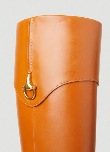 Half Horsebit Heeled Boots Gucci Half Horsebit Heeled Boots Orange guc0251079