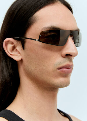Gucci Mask-Shaped Frame Sunglasses Beige guc0157063