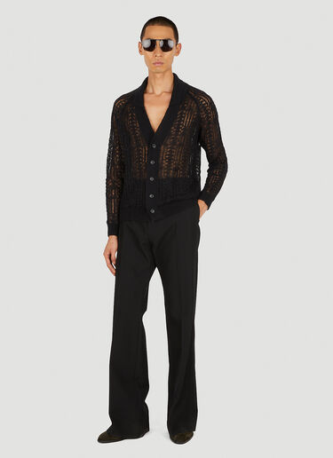 Saint Laurent Lace Knit Cardigan Black sla0149011