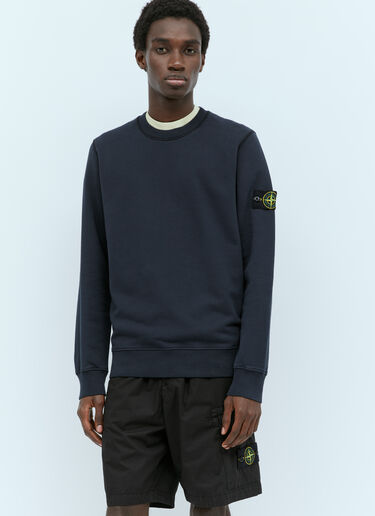 Logo patch cotton sweatshirt in black - Stone Island