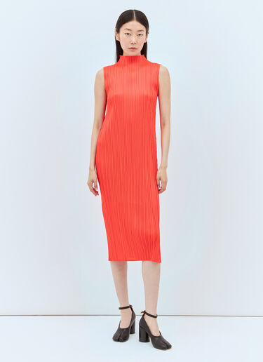 Pleats Please Issey Miyake 먼슬리 컬러: 에이프릴 미디 드레스 오렌지 plp0257001