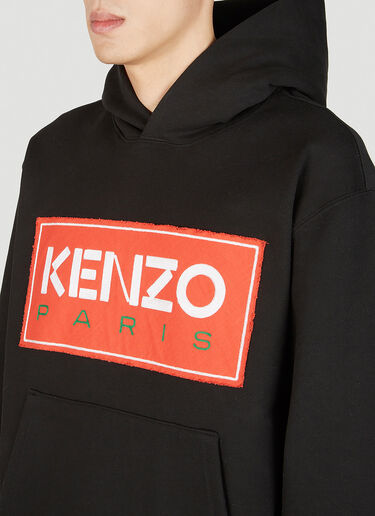 Kenzo 로고 패치 후드 스웨트셔츠 블랙 knz0152030