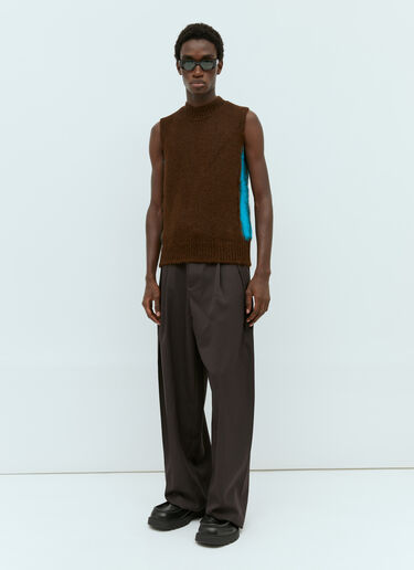 Jil Sander 벨티드 와이드 레그 울 팬츠 브라운 jil0153008