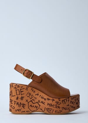 Chloé Maxime Wedge Sandals Brown chl0260018