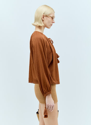 Max Mara 亚麻流苏上衣 棕色 max0256012