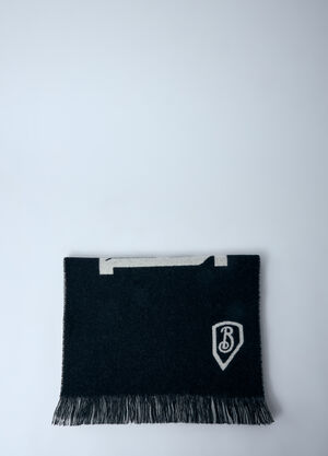 Burberry Logo Wool Scarf Black bur0159036