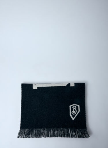 Burberry Logo Wool Scarf Black bur0159036