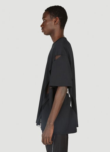 Mugler Sheer Panel T-Shirt Black mug0351003