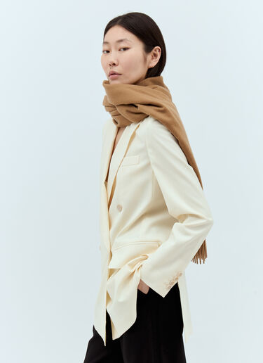 Max Mara Logo Embroidery Cashmere Scarf Camel max0257046