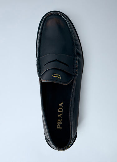 LN-CC® - Prada: Antiqued Leather Loafers - Dark Brown Prada Antiqued Leather Loafers Dark Brown pra0166218