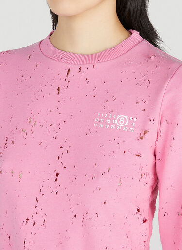 MM6 Maison Margiela Distressed Sweatshirt Pink mmm0252005
