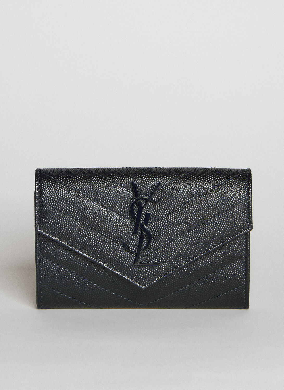 Shop Saint Laurent Cassandre Matelassé Small Envelope Wallet In Black