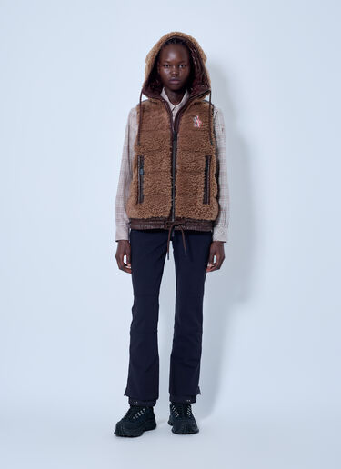 LN-CC® - Moncler Grenoble: Shearling Hooded Gilet - Beige Moncler Grenoble Shearling Hooded Gilet Beige mog0265017
