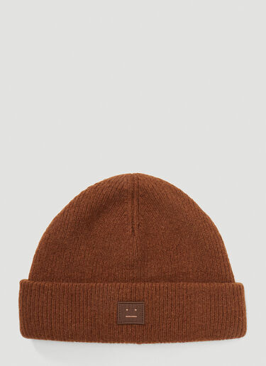Acne Studios Logo-Patch Beanie Hat Brown acn0141019