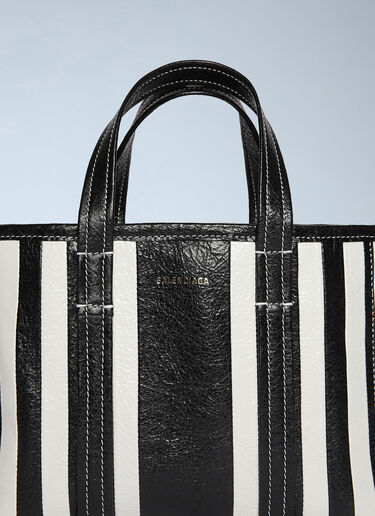 Balenciaga Barbes East West Shopper Tote Striped Leather Medium Black bal0246038