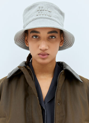 Miu Miu Logo Patch Bucket Hat Grey miu0258049
