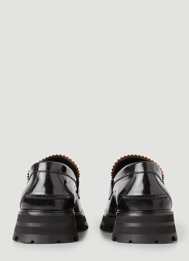 Alexander McQueen Scalloped Tongue Penny Loafers Black amq0147044