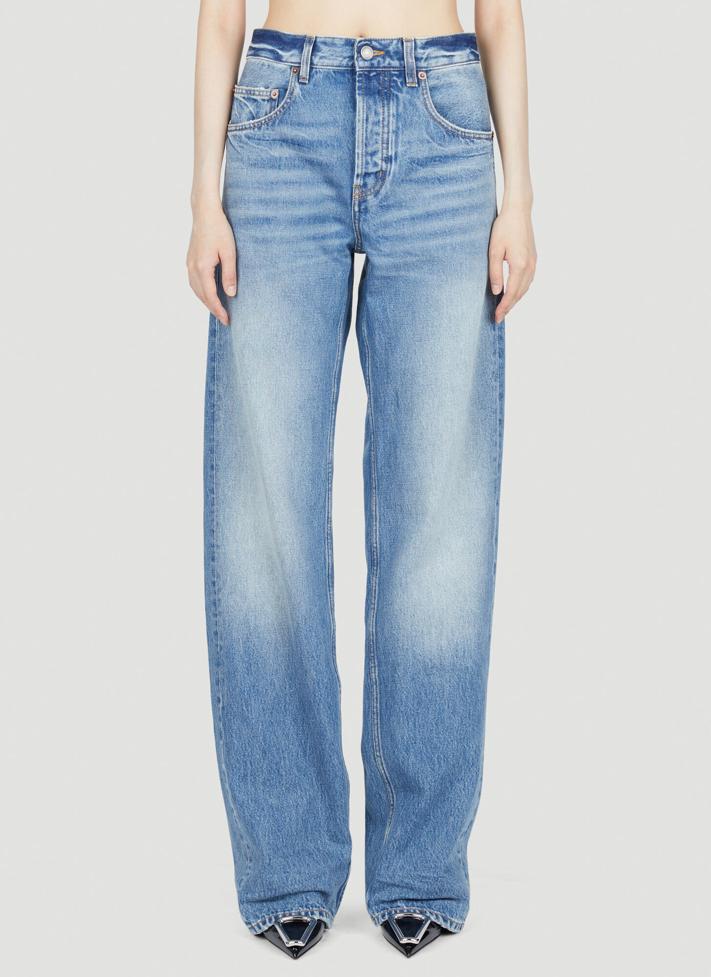 Shop Saint Laurent Extreme Baggy Straight-leg Jeans In Blue
