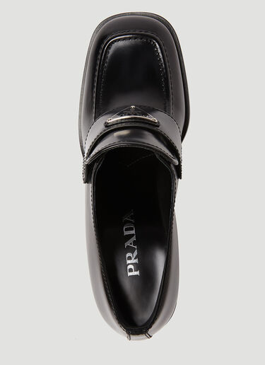 Prada Logo Plaque Heeled Loafers Black pra0254019