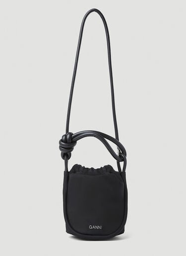 GANNI Small Knot Bucket Handbag Black gan0253043