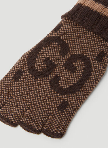 Gucci GG Jacquard Fingerless Gloves Brown guc0153104