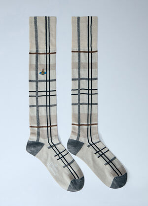 Vivienne Westwood Tartan High Socks Beige vvw0263084