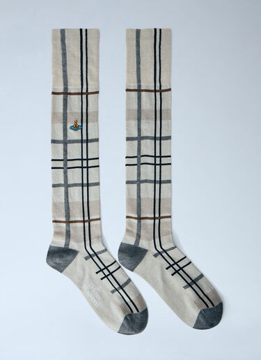 Vivienne Westwood Tartan High Socks Beige vvw0263084